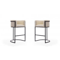 Manhattan Comfort 2-BS015-CR Cosmopolitan 37.8 in. Cream and Black Metal Barstool (Set of 2)